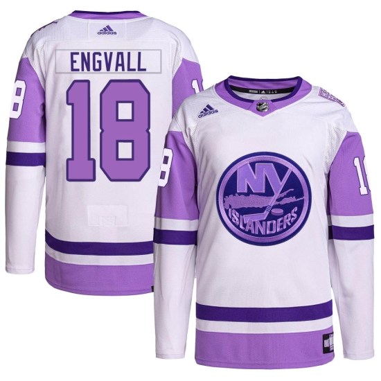Pierre Engvall New York Islanders Authentic Hockey Fights Cancer Primegreen Adidas Jersey - White/Purple