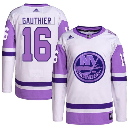 Julien Gauthier New York Islanders Authentic Hockey Fights Cancer Primegreen Adidas Jersey - White/Purple