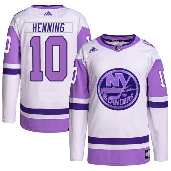 Lorne Henning New York Islanders Authentic Hockey Fights Cancer Primegreen Adidas Jersey - White/Purple