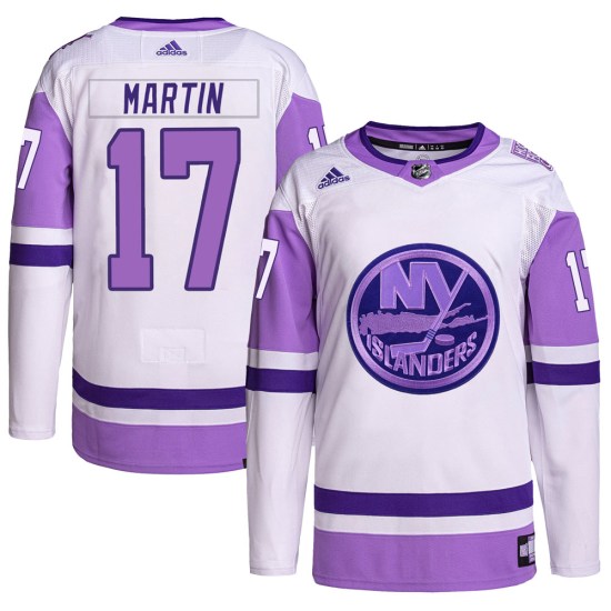 Matt Martin New York Islanders Authentic Hockey Fights Cancer Primegreen Adidas Jersey - White/Purple