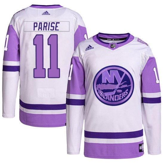 Zach Parise New York Islanders Authentic Hockey Fights Cancer Primegreen Adidas Jersey - White/Purple