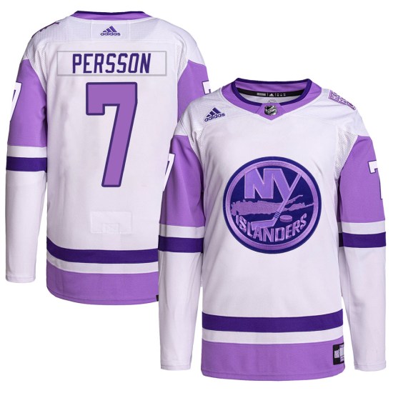 Stefan Persson New York Islanders Authentic Hockey Fights Cancer Primegreen Adidas Jersey - White/Purple