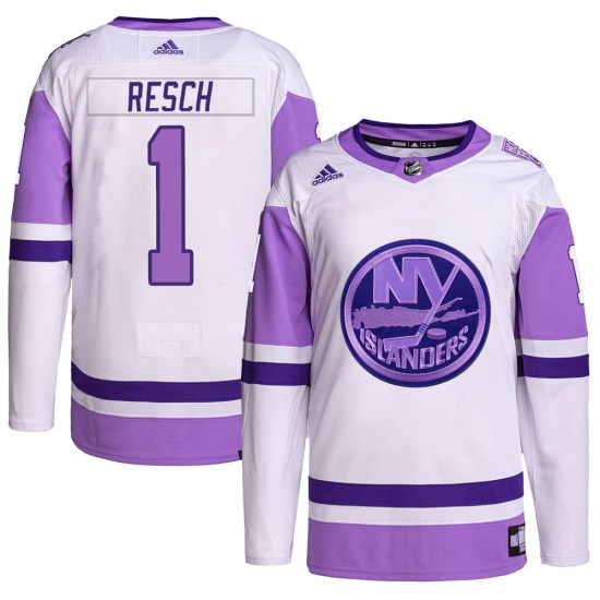 Glenn Resch New York Islanders Authentic Hockey Fights Cancer Primegreen Adidas Jersey - White/Purple