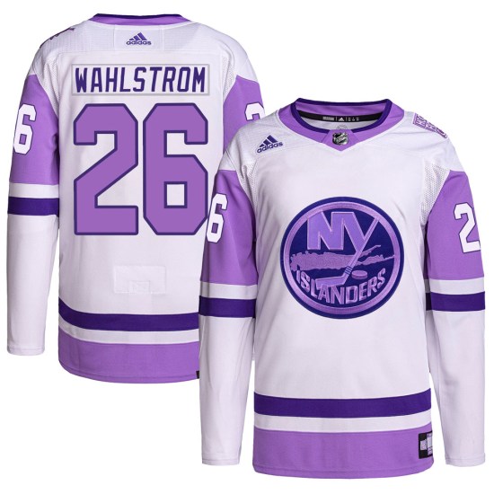 Oliver Wahlstrom New York Islanders Authentic Hockey Fights Cancer Primegreen Adidas Jersey - White/Purple