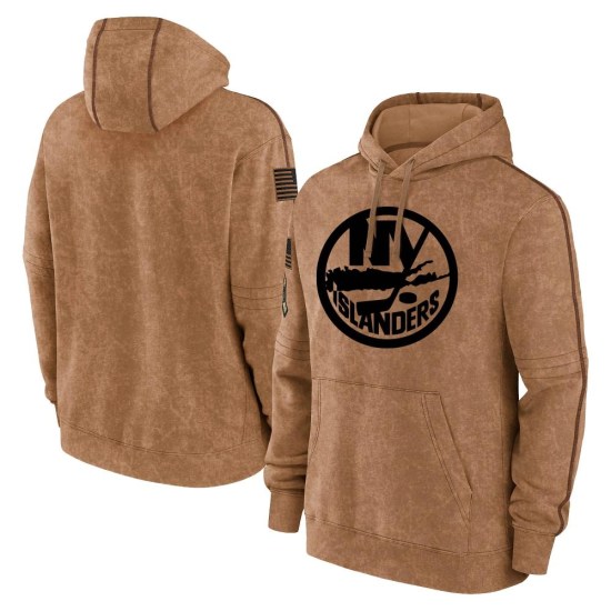 New York Islanders Youth 2023 Salute to Service Club Pullover Hoodie - Brown