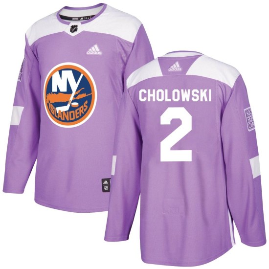 Dennis Cholowski New York Islanders Youth Authentic Fights Cancer Practice Adidas Jersey - Purple