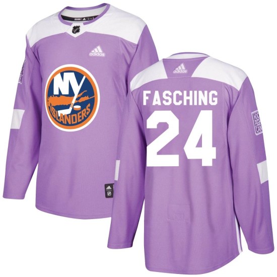 Hudson Fasching New York Islanders Youth Authentic Fights Cancer Practice Adidas Jersey - Purple