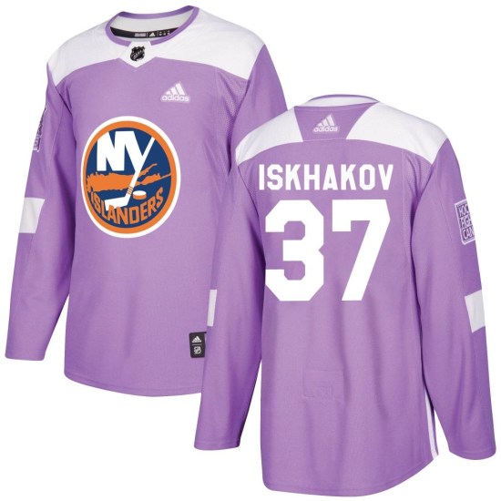 Ruslan Iskhakov New York Islanders Youth Authentic Fights Cancer Practice Adidas Jersey - Purple