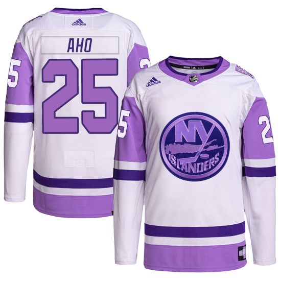 Sebastian Aho New York Islanders Youth Authentic Hockey Fights Cancer Primegreen Adidas Jersey - White/Purple