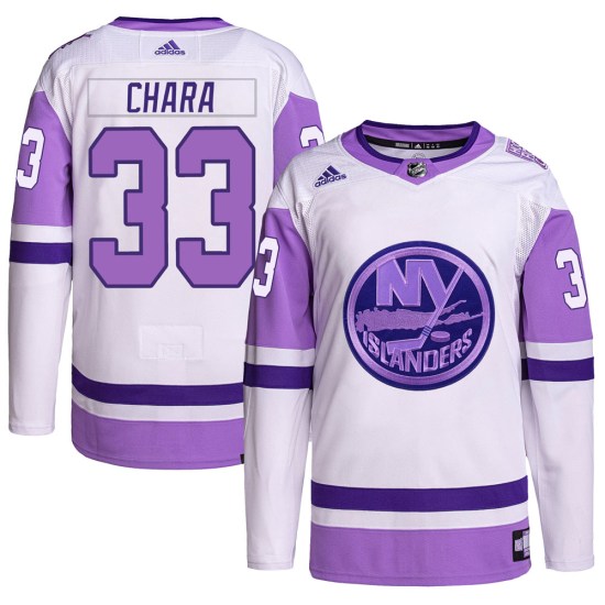 Zdeno Chara New York Islanders Youth Authentic Hockey Fights Cancer Primegreen Adidas Jersey - White/Purple