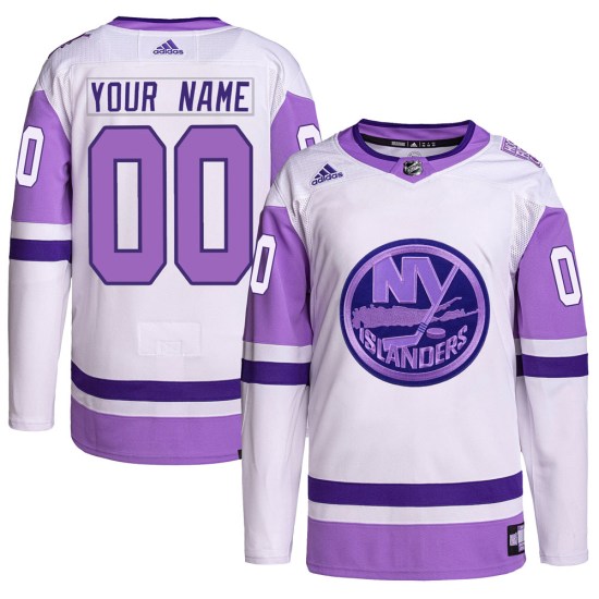 Custom New York Islanders Youth Authentic Custom Hockey Fights Cancer Primegreen Adidas Jersey - White/Purple