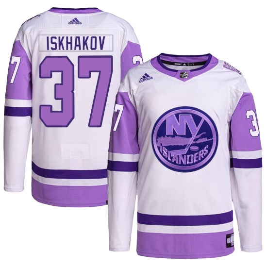Ruslan Iskhakov New York Islanders Youth Authentic Hockey Fights Cancer Primegreen Adidas Jersey - White/Purple