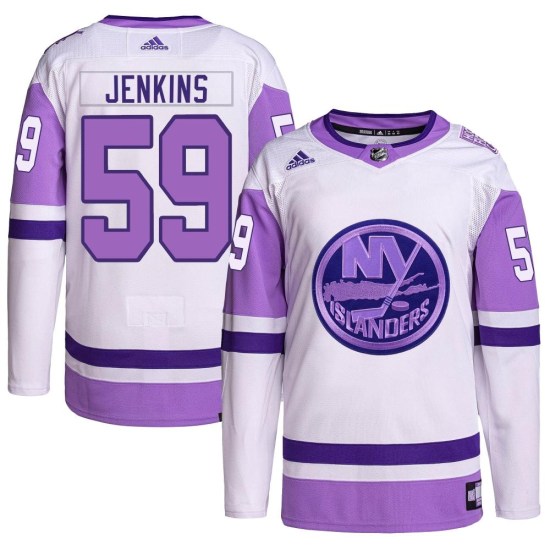 Blade Jenkins New York Islanders Youth Authentic Hockey Fights Cancer Primegreen Adidas Jersey - White/Purple
