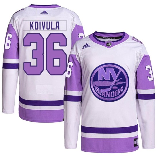 Otto Koivula New York Islanders Youth Authentic Hockey Fights Cancer Primegreen Adidas Jersey - White/Purple