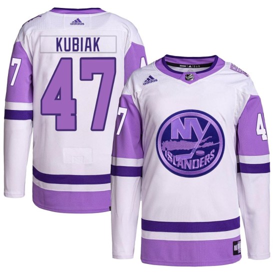 Jeff Kubiak New York Islanders Youth Authentic Hockey Fights Cancer Primegreen Adidas Jersey - White/Purple