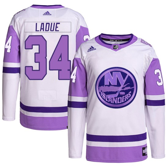Paul LaDue New York Islanders Youth Authentic Hockey Fights Cancer Primegreen Adidas Jersey - White/Purple
