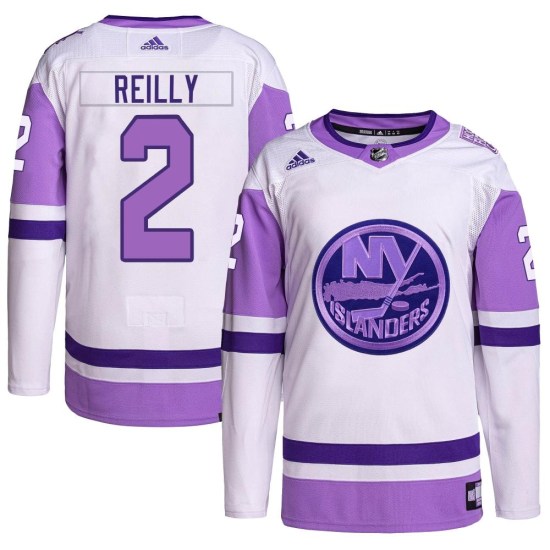 Mike Reilly New York Islanders Youth Authentic Hockey Fights Cancer Primegreen Adidas Jersey - White/Purple