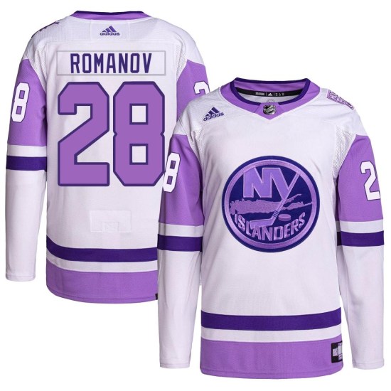 Alexander Romanov New York Islanders Youth Authentic Hockey Fights Cancer Primegreen Adidas Jersey - White/Purple