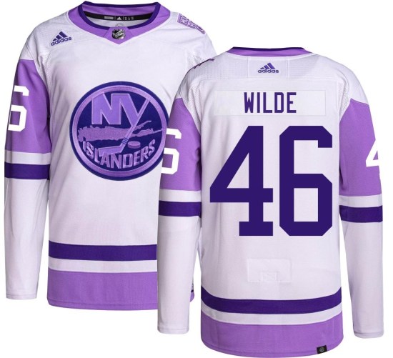 Bode Wilde New York Islanders Youth Authentic Hockey Fights Cancer Adidas Jersey