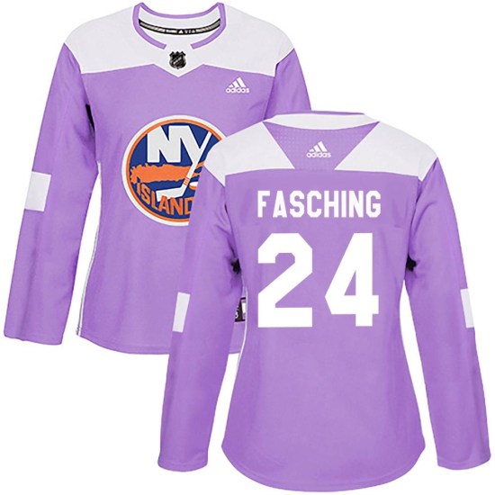 Hudson Fasching New York Islanders Women's Authentic Fights Cancer Practice Adidas Jersey - Purple