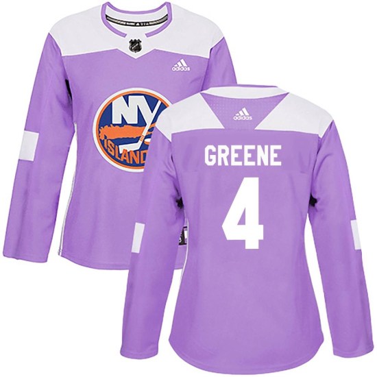 Andy Greene New York Islanders Women's Authentic ized Fights Cancer Practice Adidas Jersey - Purple