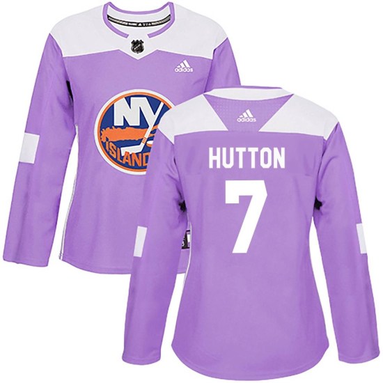Grant Hutton New York Islanders Women's Authentic Fights Cancer Practice Adidas Jersey - Purple