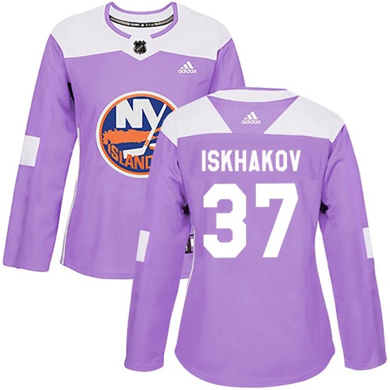 Ruslan Iskhakov New York Islanders Women's Authentic Fights Cancer Practice Adidas Jersey - Purple