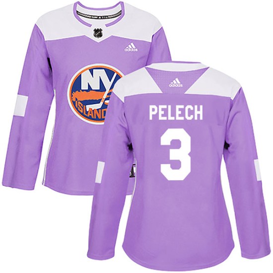 Adam Pelech New York Islanders Women's Authentic Fights Cancer Practice Adidas Jersey - Purple