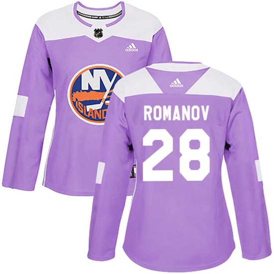 Alexander Romanov New York Islanders Women's Authentic Fights Cancer Practice Adidas Jersey - Purple