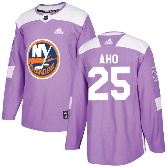 Sebastian Aho New York Islanders Authentic Fights Cancer Practice Adidas Jersey - Purple