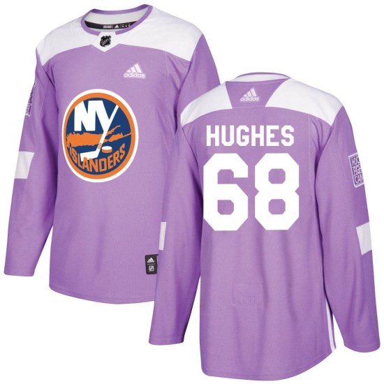 Bobby Hughes New York Islanders Authentic Fights Cancer Practice Adidas Jersey - Purple