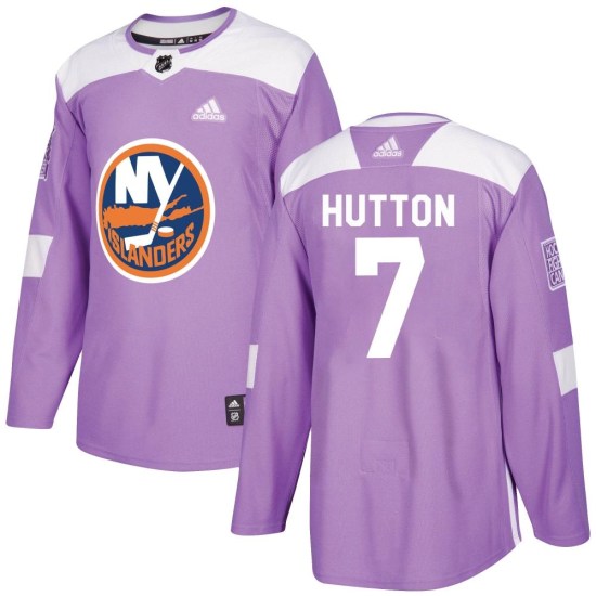 Grant Hutton New York Islanders Authentic Fights Cancer Practice Adidas Jersey - Purple