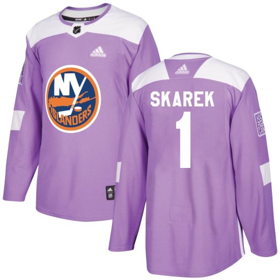 Jakub Skarek New York Islanders Authentic Fights Cancer Practice Adidas Jersey - Purple
